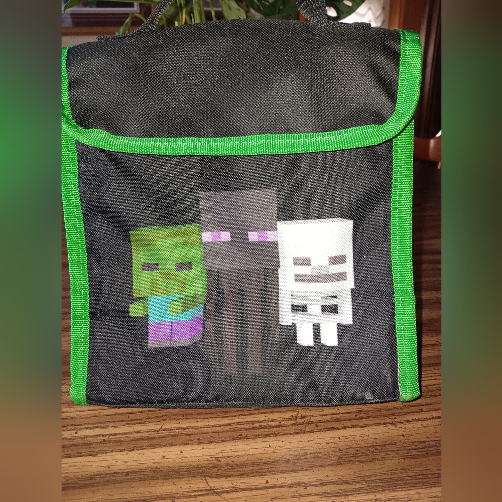 Black and Green Minecraft Themed Bag